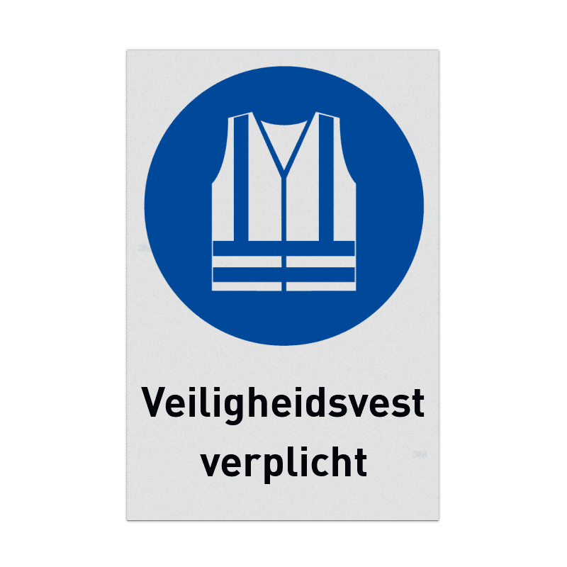 Veiligheidspictogram M015 met tekst - Veiligheidsvest verplicht - reflecterend