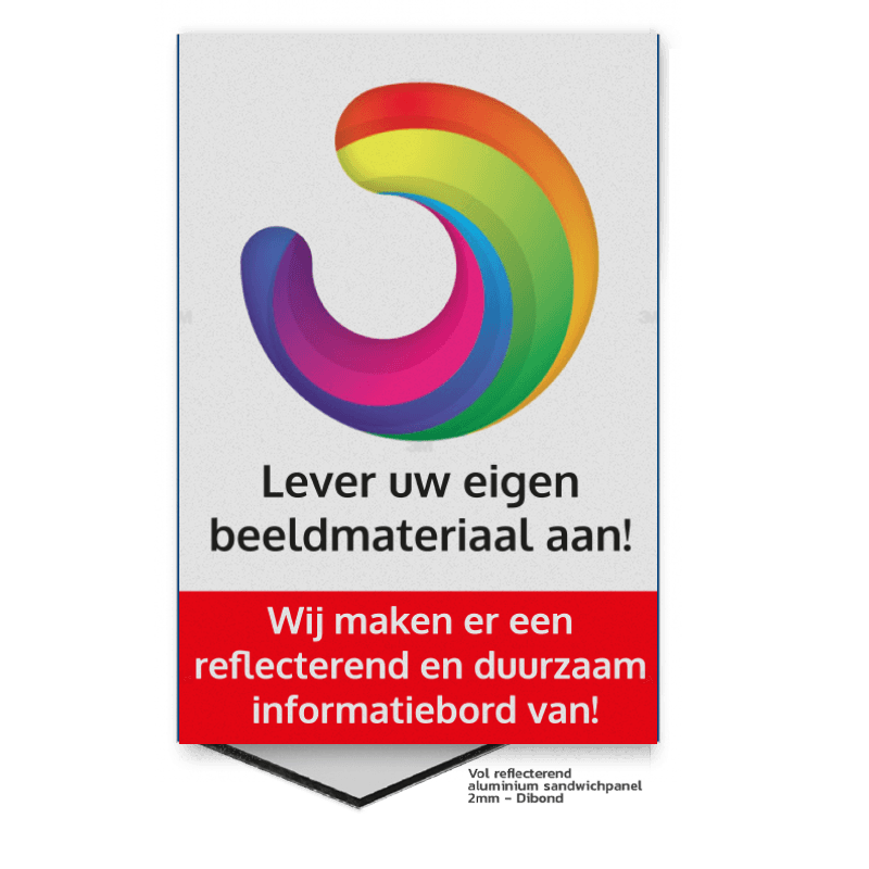 Informatiebord vlak buigzaam 1mm rechthoek 5:2 reflecterend + eigen ontwerp/opdruk
