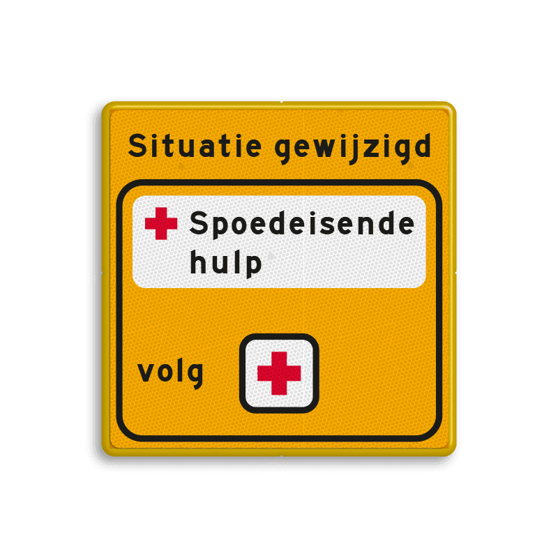 Fluor Routebord Situatie gewijzigd, volg route met pictogram