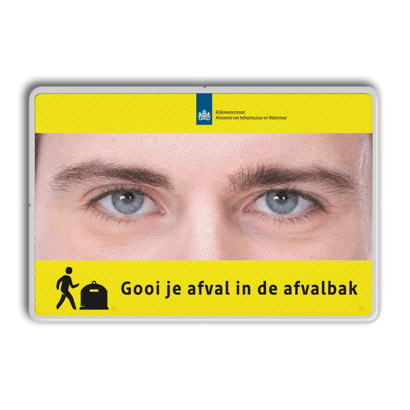 Informatiebord 3:2 - Gooi je afval in de afvalbak - Rijkswaterstaat