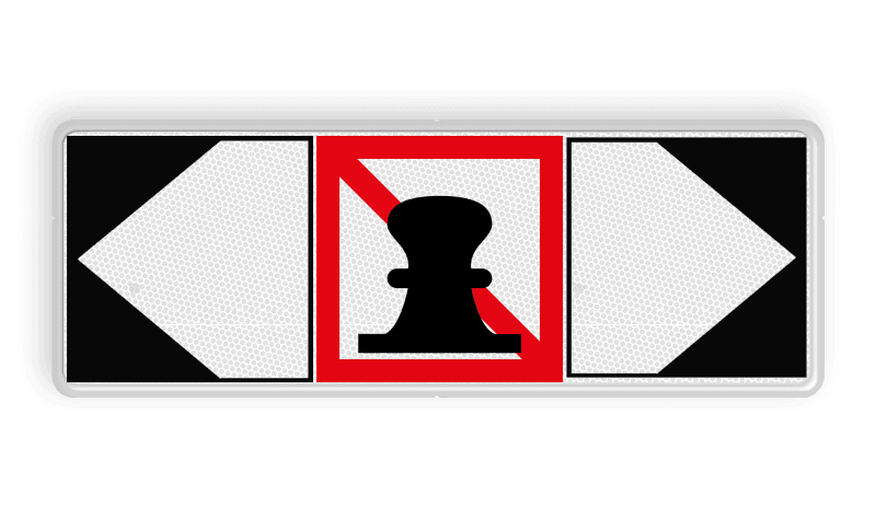 Scheepvaartbord BPR A.7 + 2x F.2a - Verboden ligplaats te nemen (ankeren en meren) aan de zijde van de pijl