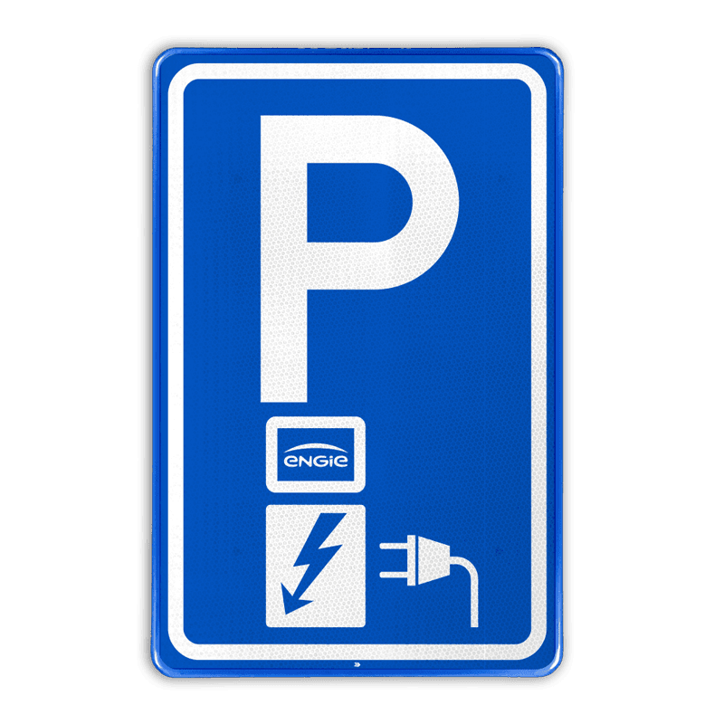 Parkeerbord oplaadpunt met logo Engie voor elektrische voertuigen - RVV E08o