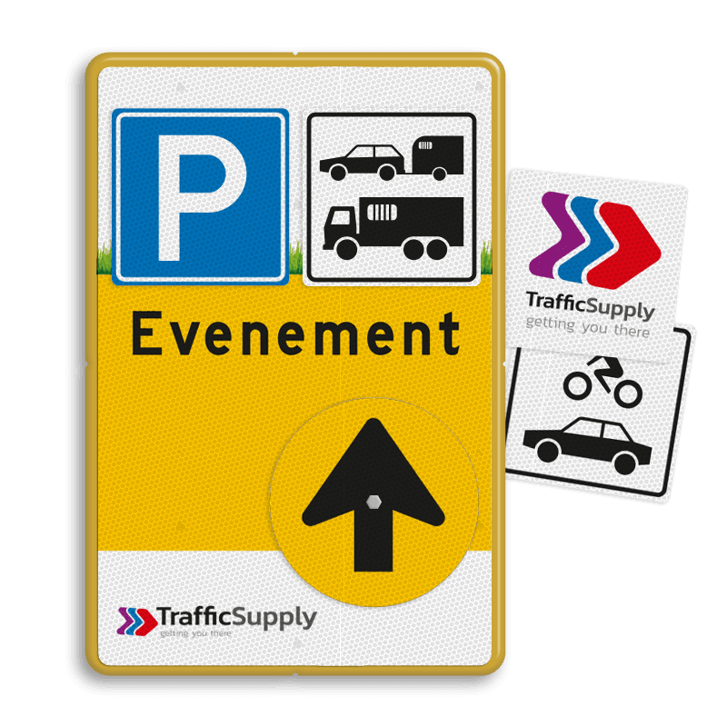 Parkeerbord Evenement - met tekst en draaibare pijl