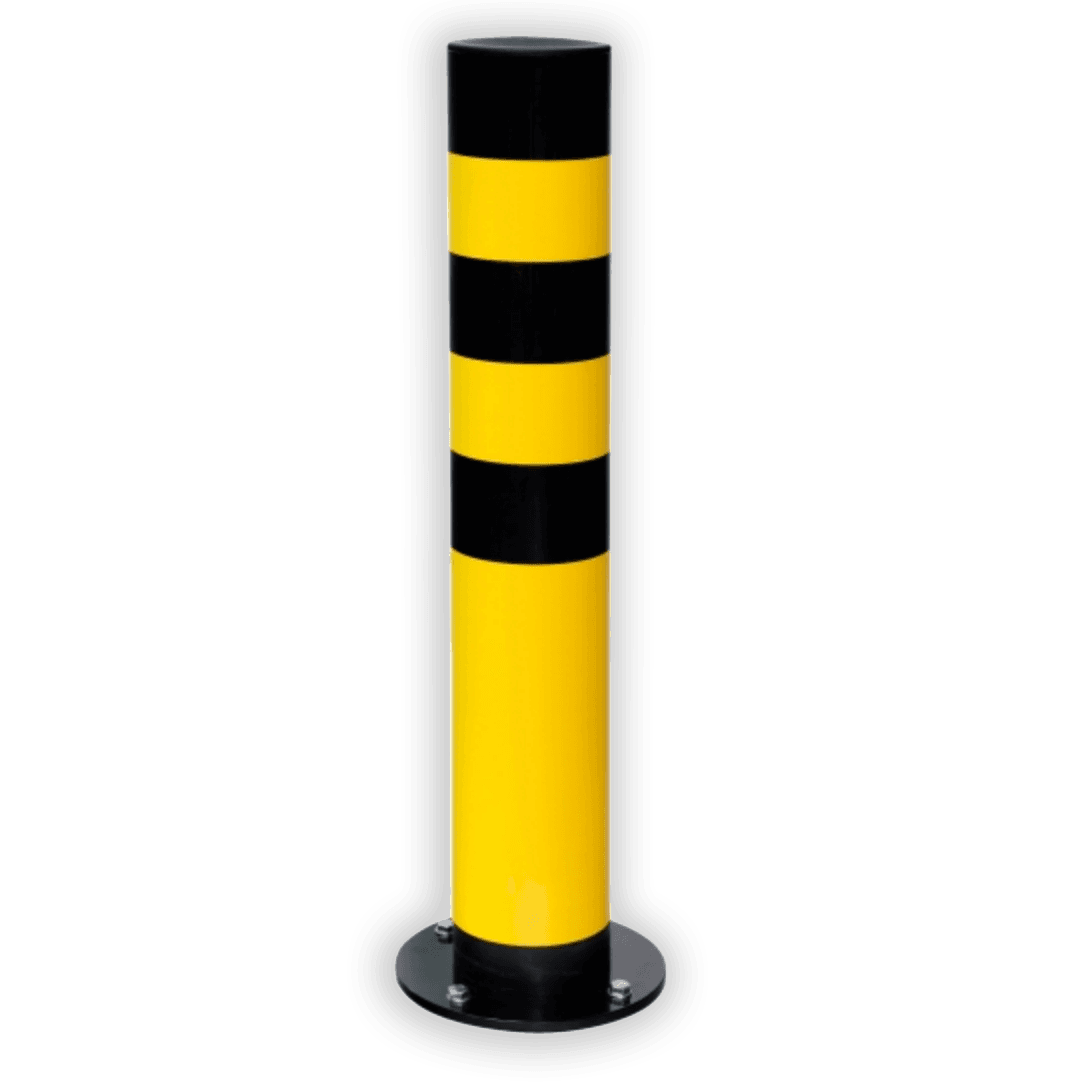 Verende Rampaal Ø159x965mm met voetplaat, geel/zwart