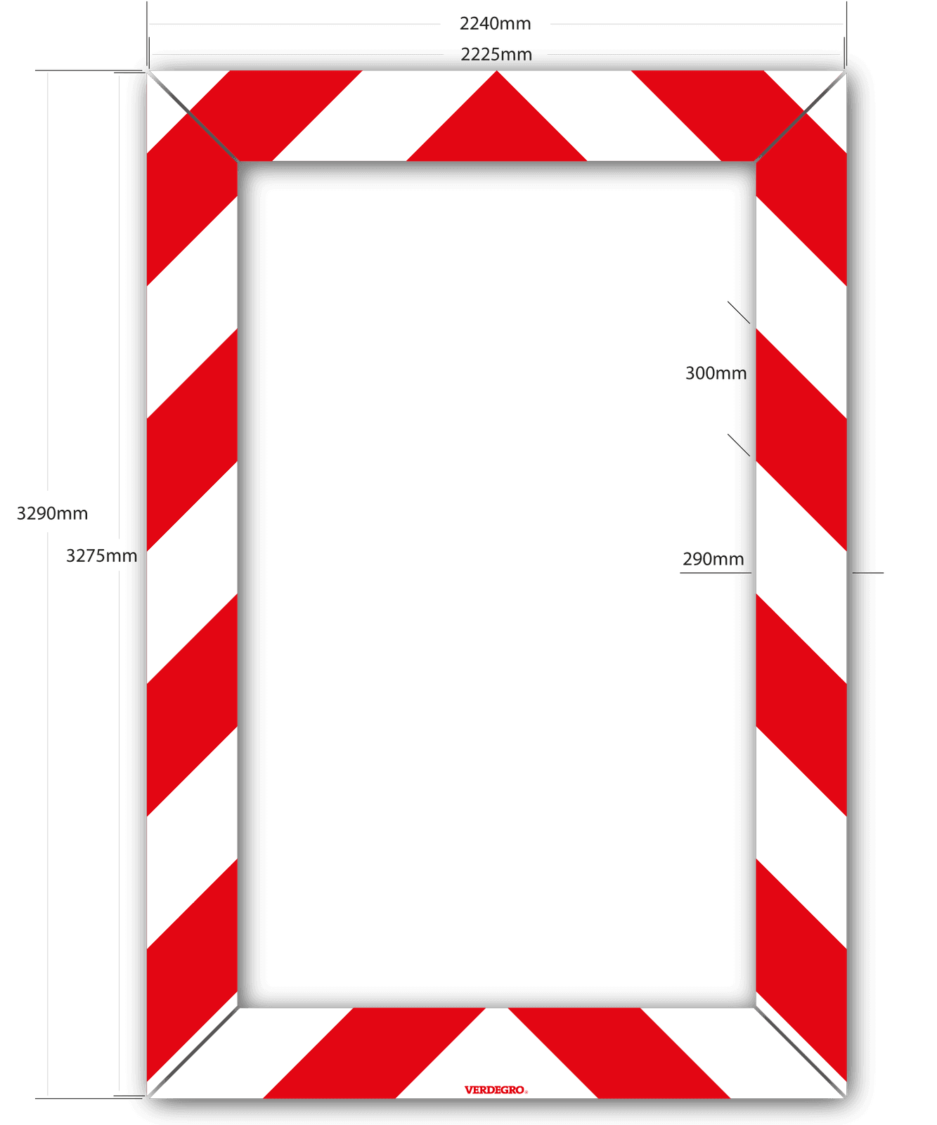 25135 - Kaderrand NL 3275x2225x290mm rood/wit 45 graden met logo - Klasse 3 - HERANTE