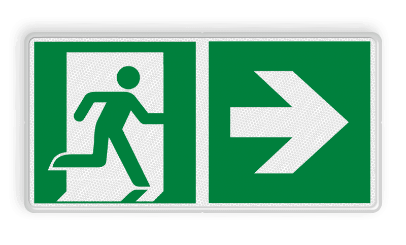 Bord Nooduitgang naar boven rechts 150x300 mm | De Marie NV - Webshop
