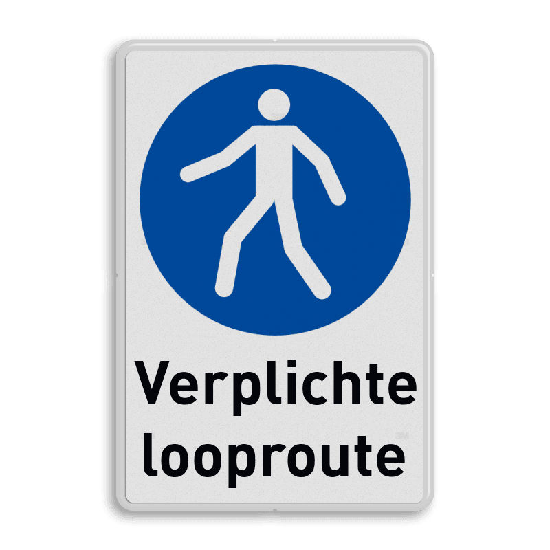 Veiligheidsbord M024 met tekst Verplichte looproute