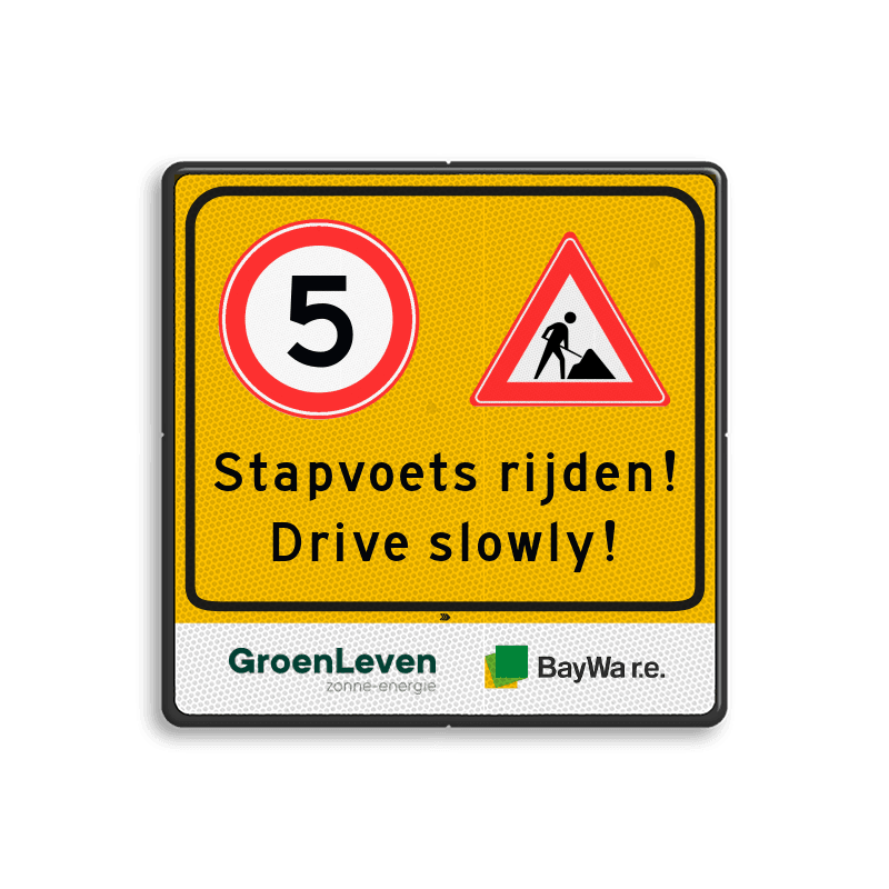 Routebord vierkant bouwverkeer + logo