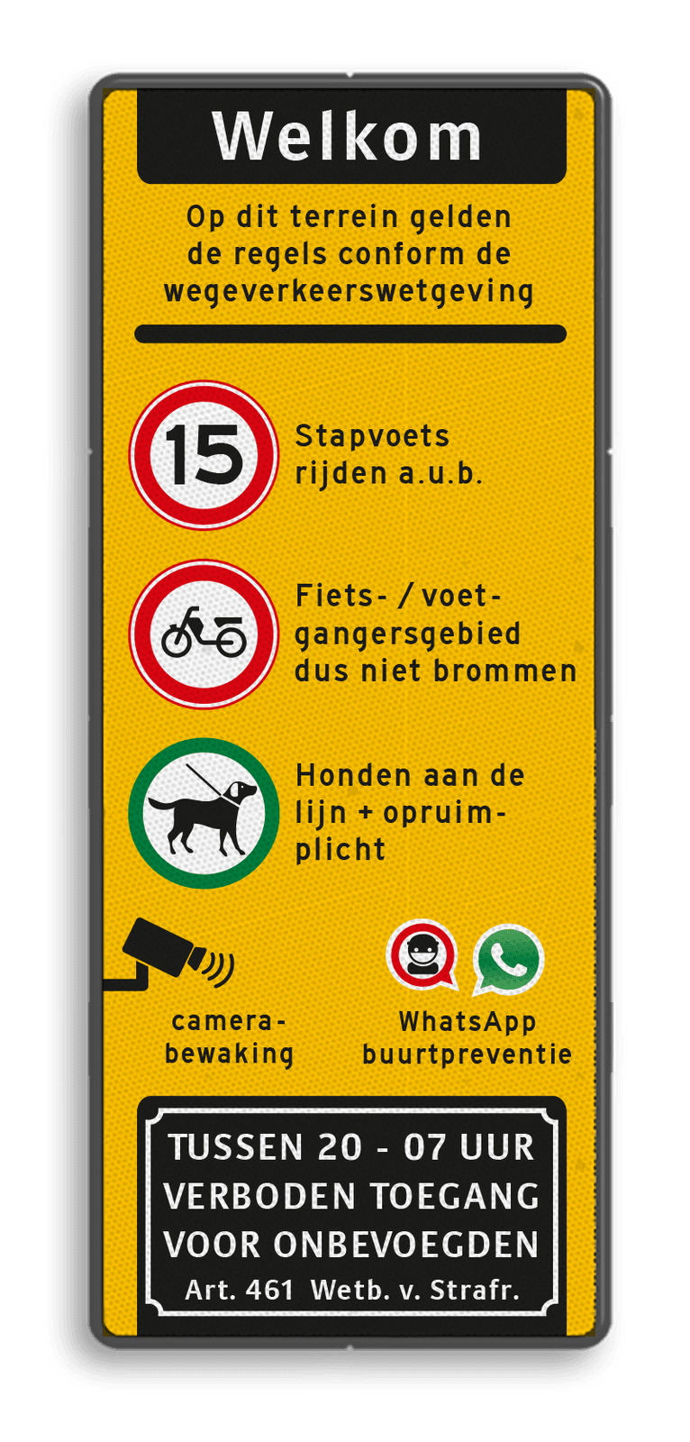Toegangsbord bedrijventerrein met regelgeving