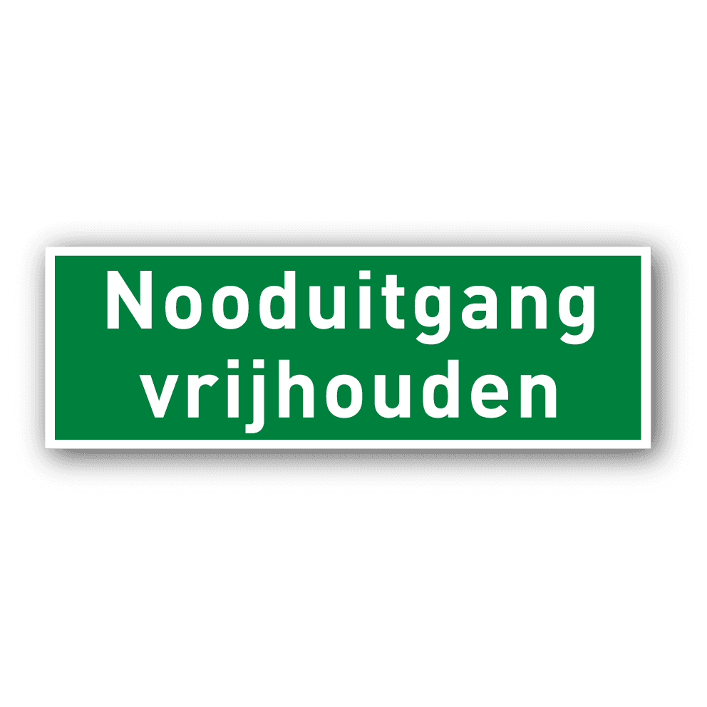 Nooduitgang bordje 500x200mm groen/wit