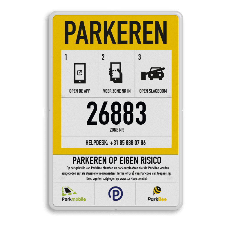 Zonebord PARKEREN - Entree - VOORWAARDEN - ParkBee