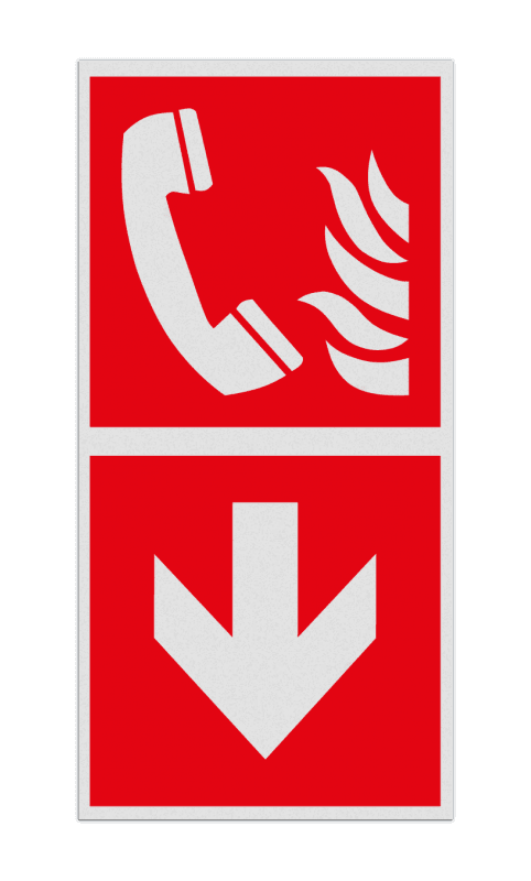 Panneau angulaire - F006 - Direction du téléphone à utiliser en cas d’incendie