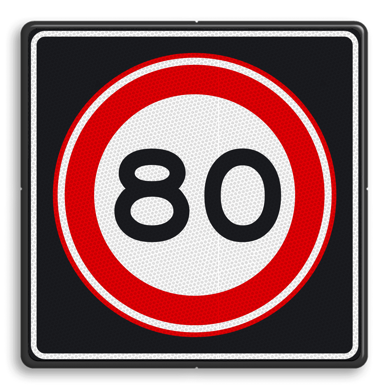 Verkeersbord RVV A01 80s - Maximum snelheid 80 km/h