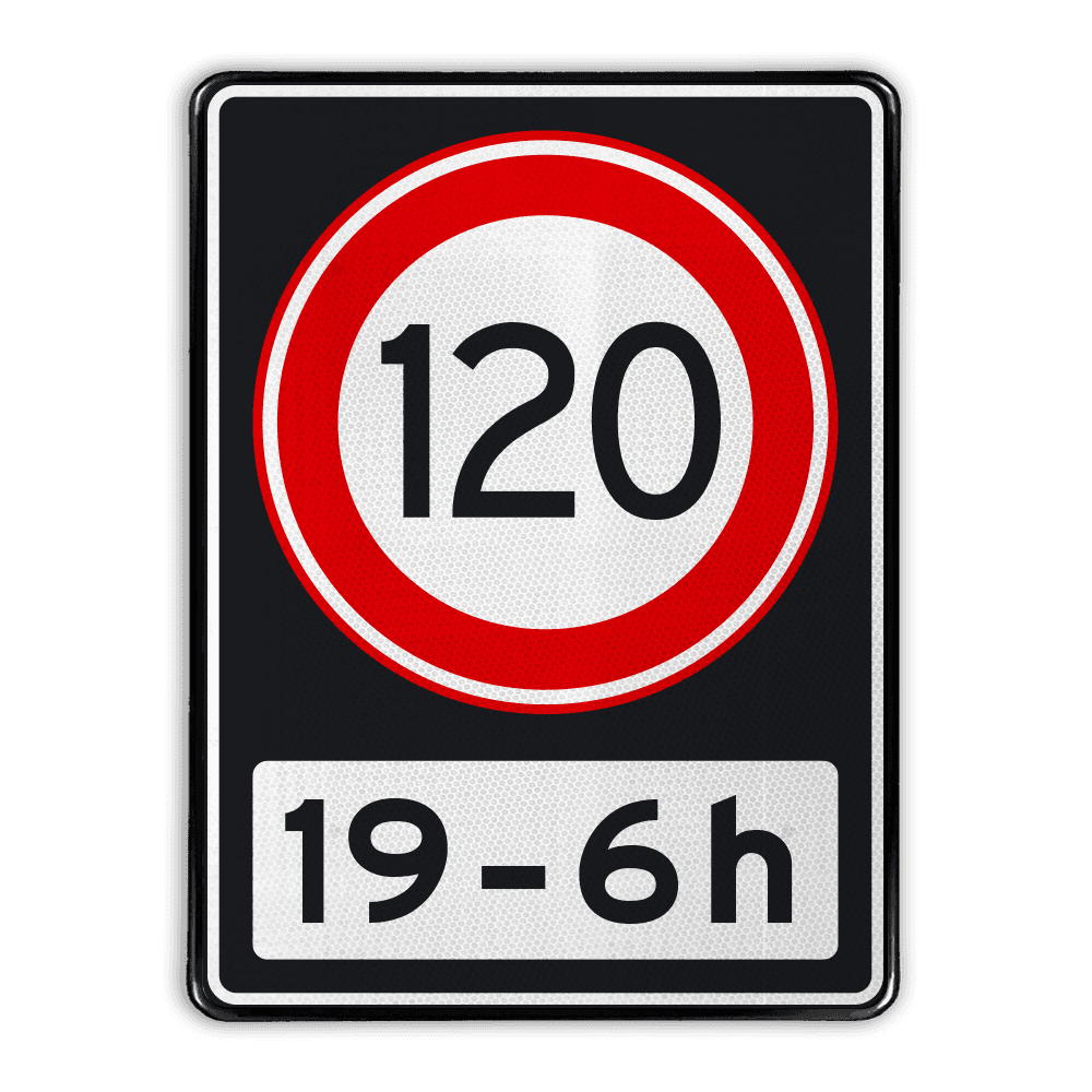 Verkeersbord RVV A01 120 OB201ps - Maximum snelheid 100 km/h