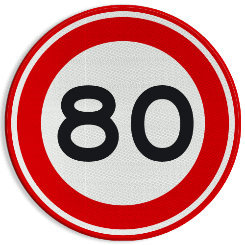 Verkeersbord RVV A01-080 - Maximum snelheid 80 km/h