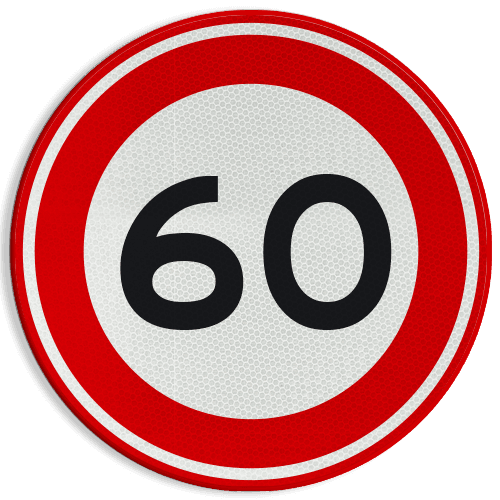 Verkeersbord RVV A01-060 - Maximum snelheid 60 km/h