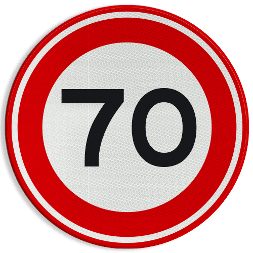 Verkeersbord RVV A01-070 - Maximum snelheid 70 km/h