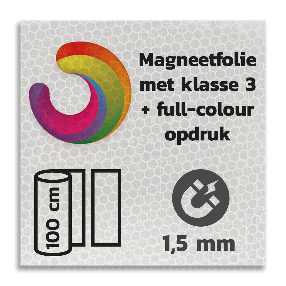 Magneetbord reflecterend klasse 3 met full colour opdruk