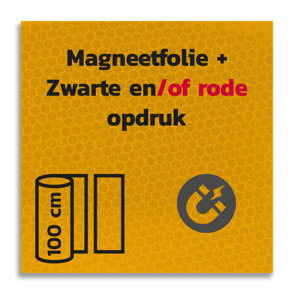 Magneetbord reflecterend FLUOR Geel klasse 3 Zwart/Rode opdruk
