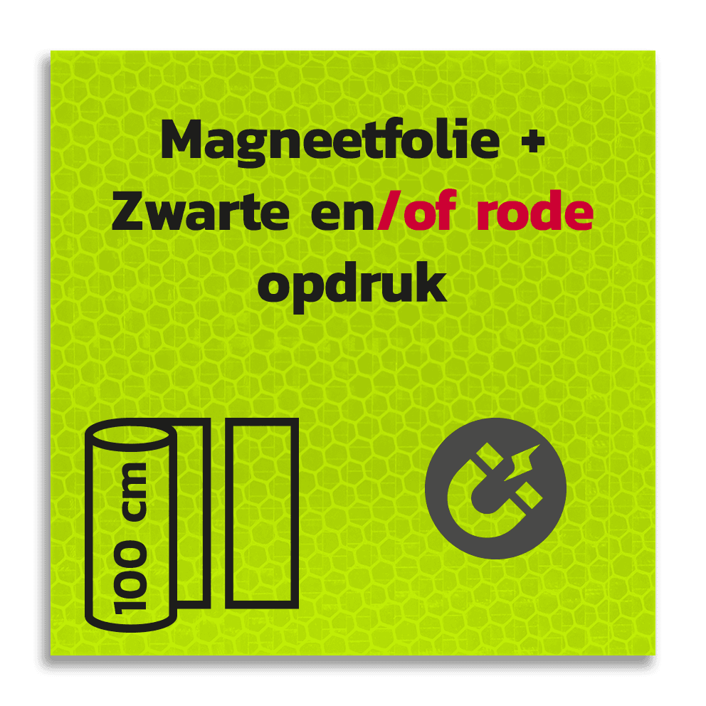 Magneetbord reflecterend FLUOR Geel/Groen klasse 3 geprint + Zwart/Rood