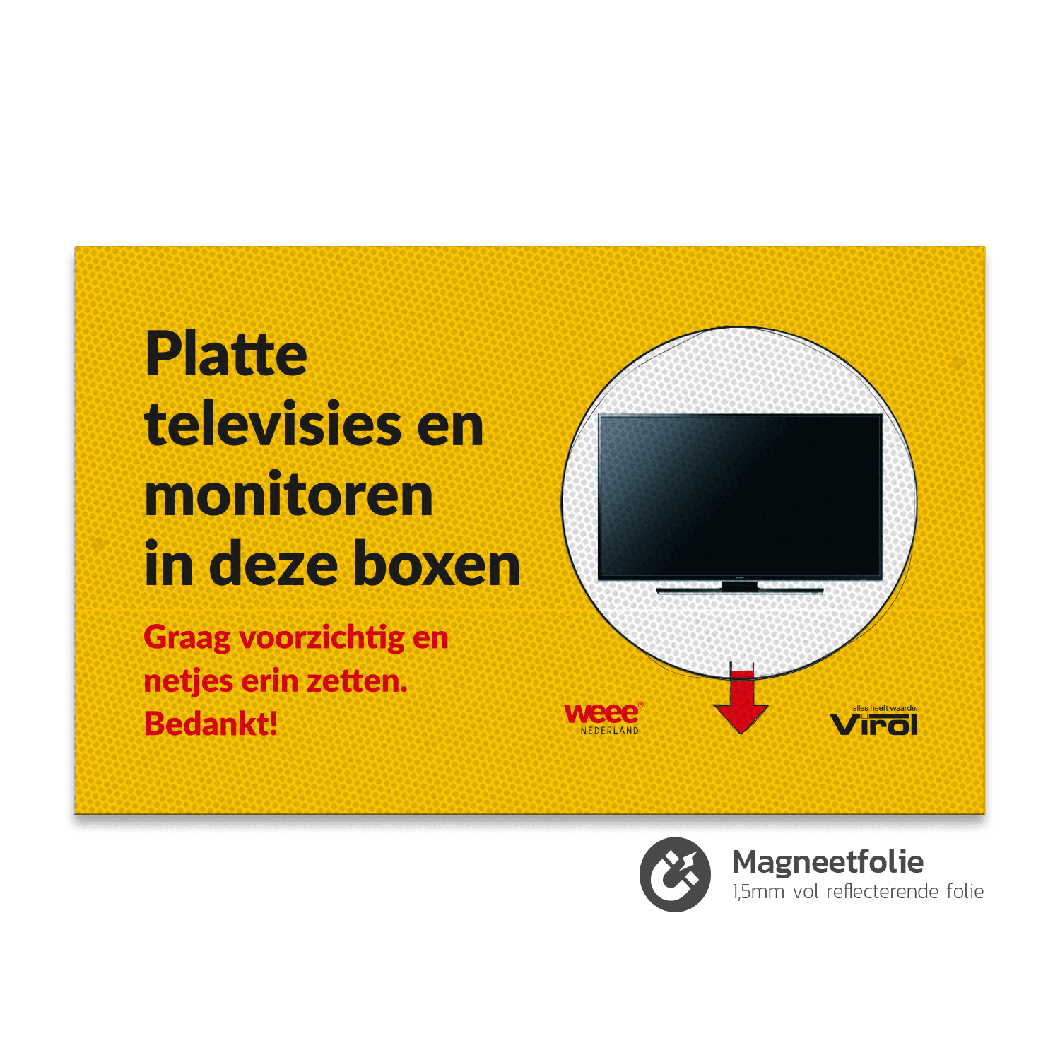 Magneetbord reflecterend FLUOR Geel 800x500x1,5mm
