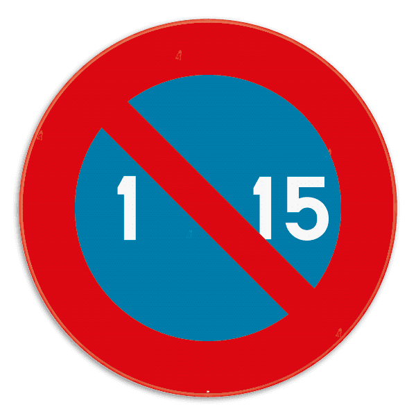 Verkeersbord SB250 E5 - Parkeerverbod van de 1e tot de 15e van de maand