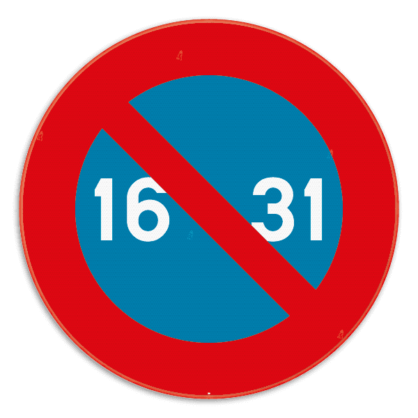 Verkeersbord SB250 E7 - Parkeerverbod van de 16e tot het einde van de maand