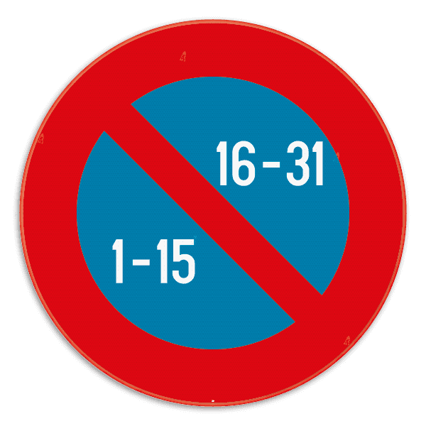 Verkeersbord SB250 E11 - Halfmaandelijks parkeren in gans de bebouwde kom