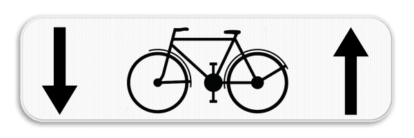 Verkeersbord SB250 M4 onderbord - Fietsers mogen in 2 richtingen 700x200 mm
