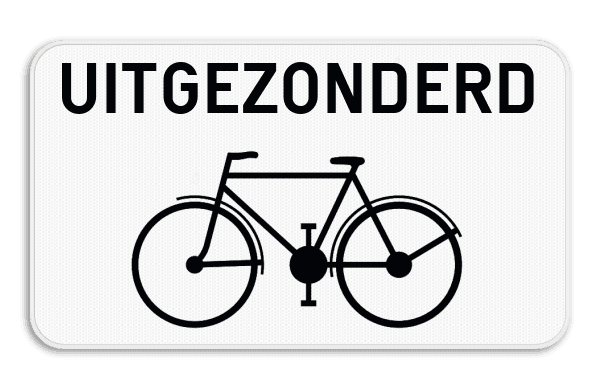 Verkeersbord SB250 M2 - Uitgezonderd fietsers - Onderbord 400x200mm