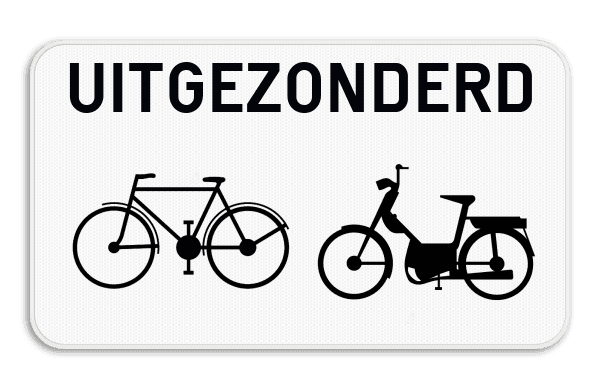 Verkeersbord SB250 M3bis onderbord - Uitgezonderd fietsers en bromfietsers 700x400 mm