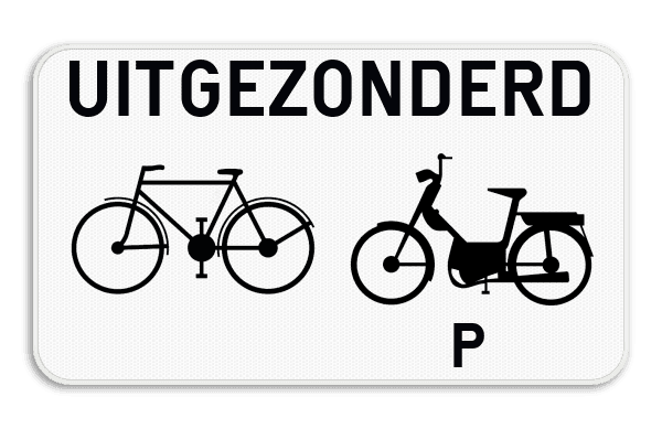 Verkeersbord SB250 M11 onderbord - Uitgezonderd fietsers en speed pedelecs - 700x400 mm