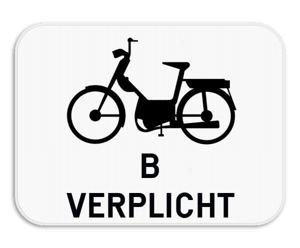 Verkeersbord SB250 M6 onderbord - Verplichting voor bromfietsen klasse B - 400x300 mm