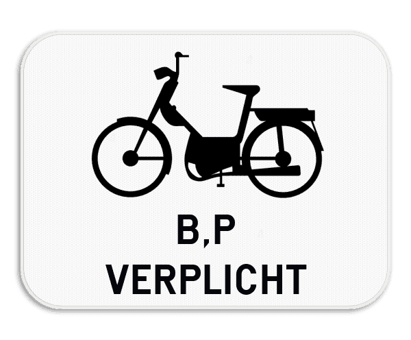 Verkeersbord SB250 M14 onderbord - Verplichting bromfietsen klasse B en speed pedelecs - 400x300mm