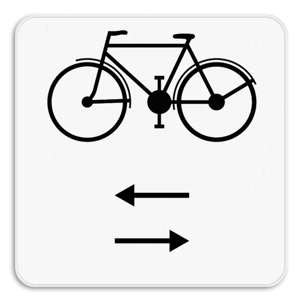 Verkeersbord SB250 M9 onderbord - Fietsers in twee richtingen op de dwarslopende weg die je gaat oprijden