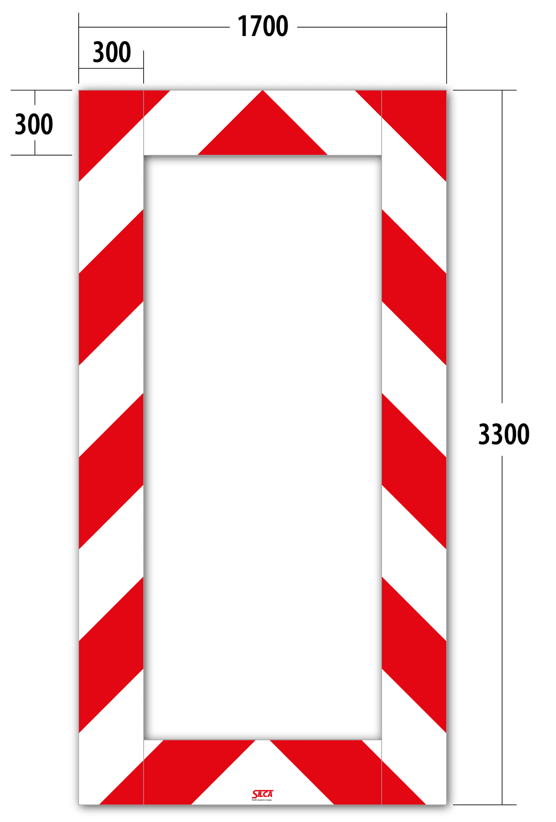 Kaderrand NL 1700x3300x300mm rood/wit Silca/VPD | Klasse 3
