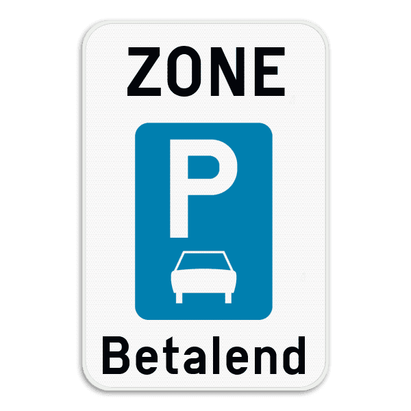 Zonebord SB250 ZE9aT - Begin parkeerzone met eigen tekst