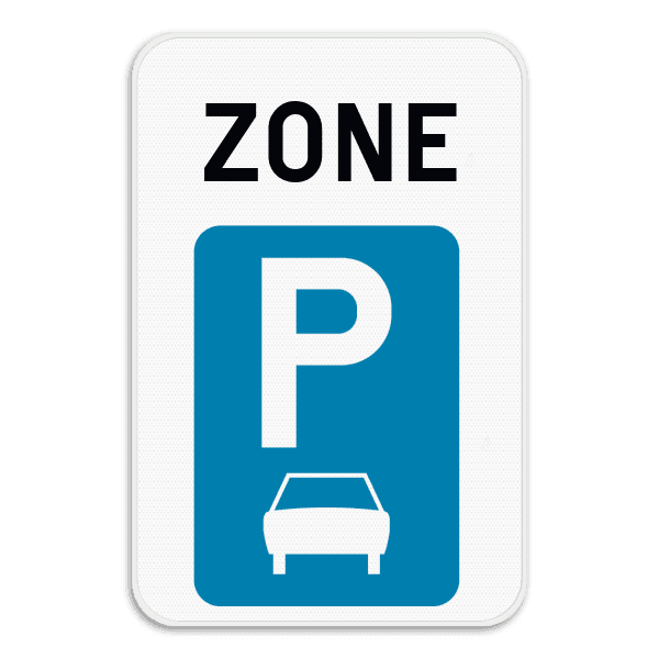 Zonebord SB250 ZE9a - Begin parkeerzone voor motorfietsen, auto’s en minibussen
