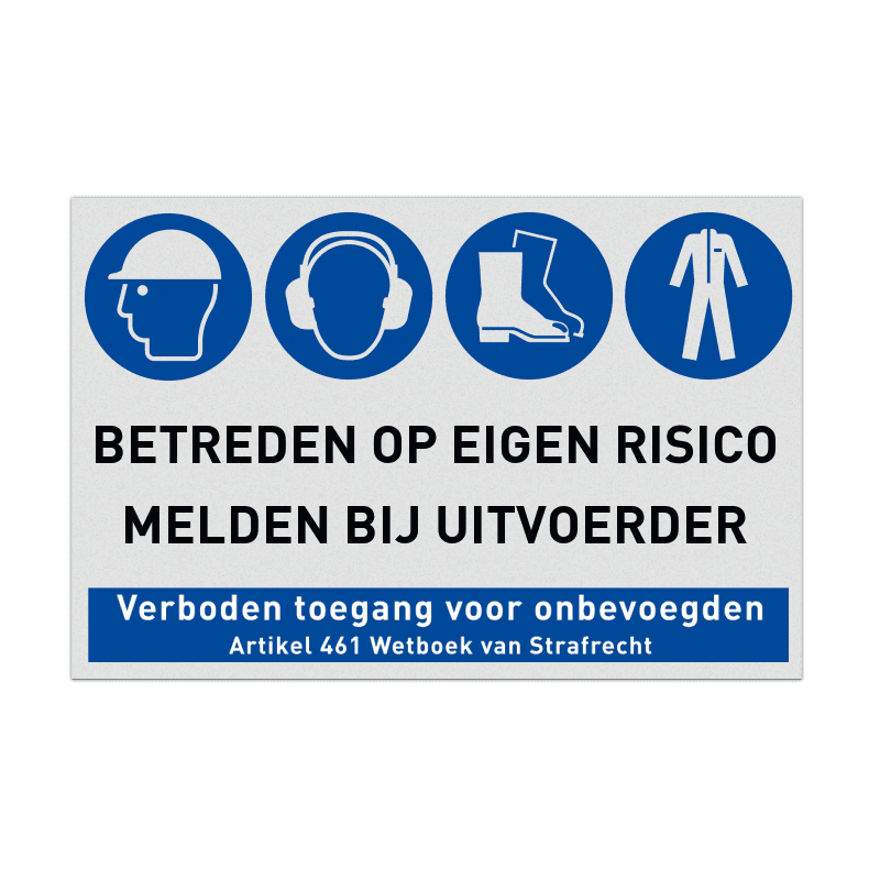 PBM bord bouwplaats veiligheidsinstructies - reflecterend