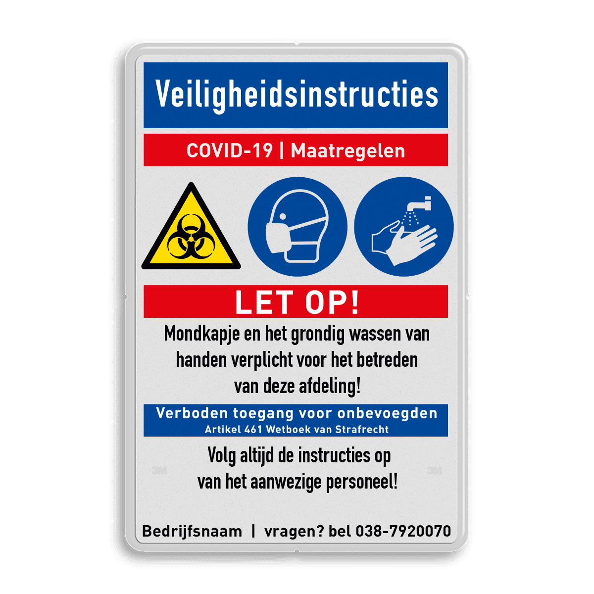 Veiligheidsbord - COVID-19 maatregelen met iconen - 01