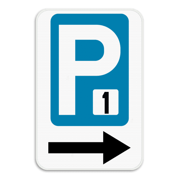 Parkeerbord Parking met nummer + Richtingspijl