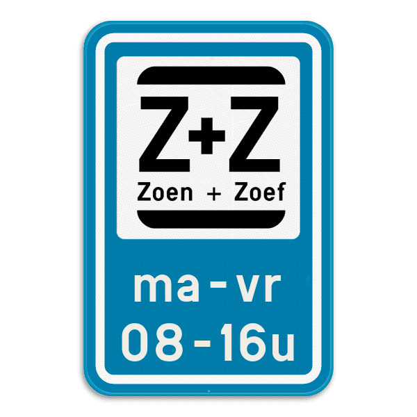 Parkeerbord Zoen&Zoef + eigen tekst