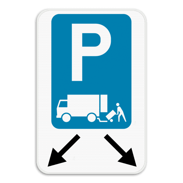 Panneau de stationnement - Chargement et déchargement + indication de la flèche