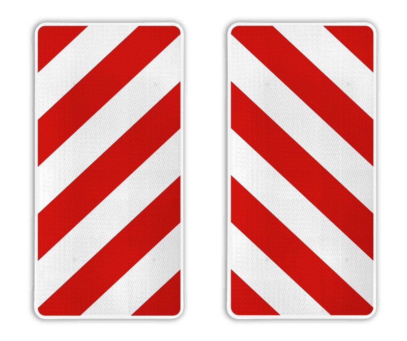 Markeringsborden rechthoekig rood/wit reflecterend - set 2 stuks (links/rechts)