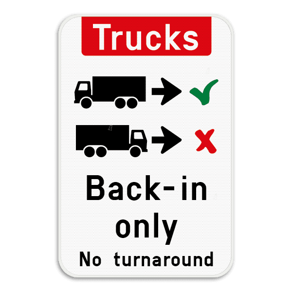 Informatiebord - Trucks drive in backwards only