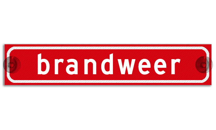 Autobord met zuignappen 375x75mm brandweer reflecterend