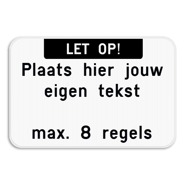 Tekstbord landscape met boventekst - wit/zwart
