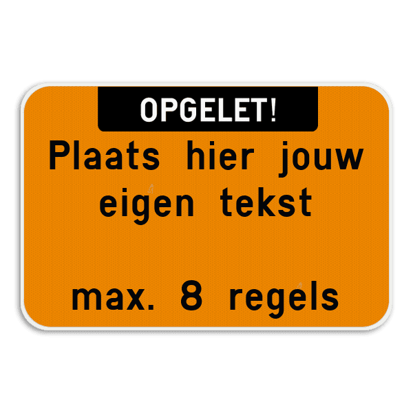 Tekstbord landscape met boventekst - wit/fluo oranje