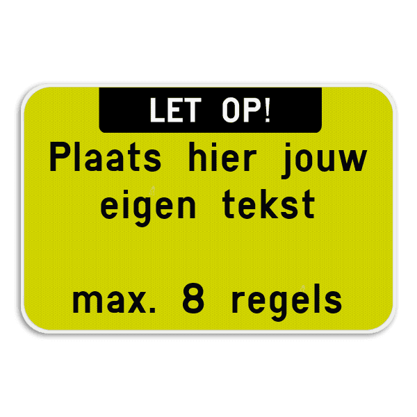 Tekstbord landscape met boventekst - wit/fluo geel-groen