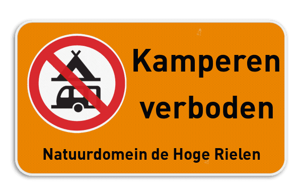 Verbodsbord - Kamperen verboden met eigen tekst